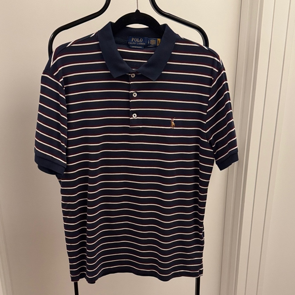 Polo by Ralph Lauren Men's Navy and White Striped Polo Shirt